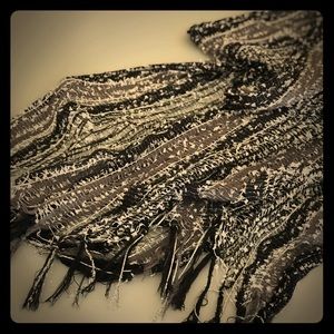Black, White, & Gray Scarf w/Silver Threading